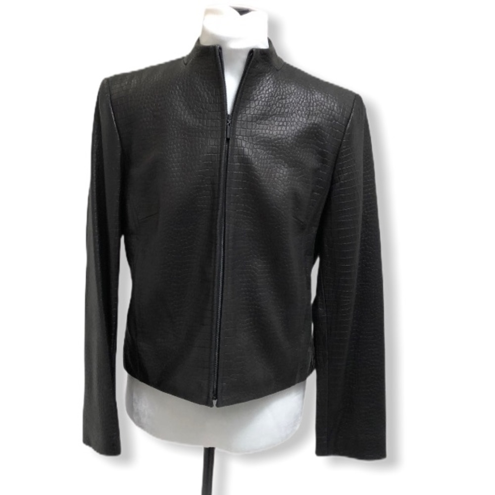 Kate Hill Leather Crocodile Skin Jacket Si…